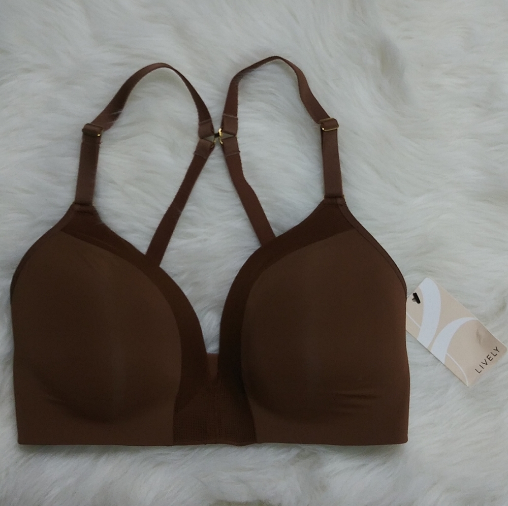 Lively the all day deep v no wire bra brown